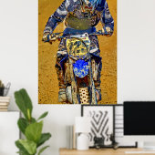 Poster Championne de course Motocross Dirt-Bike Gros plan (Bureau à domicile)