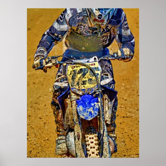 Poster Championne de course Motocross Dirt-Bike Gros plan (Devant)
