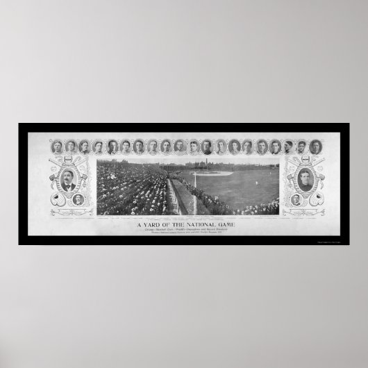 Poster Champions de baseball Chicago Cubs Photo 1907 (Devant)