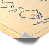 Poster Champs de baseball Old Blue Grid (Coin)