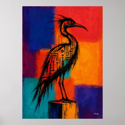 Poster Champs de couleur de l'oiseau de rivage expression (Devant)