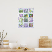 Poster Champs de lavande Aquarelle Fleur Collage Art (Cuisine)