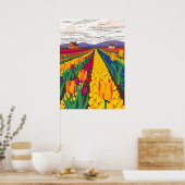 Poster Champs de tulipe hollandais en fleurs (Cuisine)