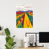 Poster Champs de tulipe hollandais en fleurs (Bureau à domicile)