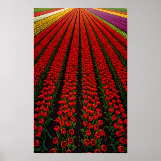 Poster Champs de tulipes colorés (Devant)