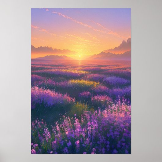 Poster Champs de violet et d'or (Devant)