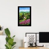 POSTER CHAMPS D'IRIS VIOLETS DANS UN PAYSAGE VERT DE TOSC (Bureau à domicile)