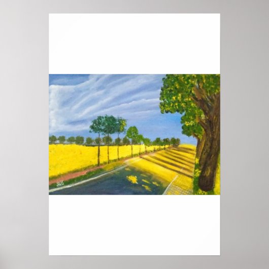 Poster Champs dorés et chemin (Devant)