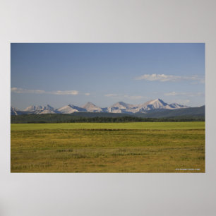 Poster Champs Verdoyants Et Collines Roulantes Avec Monta
