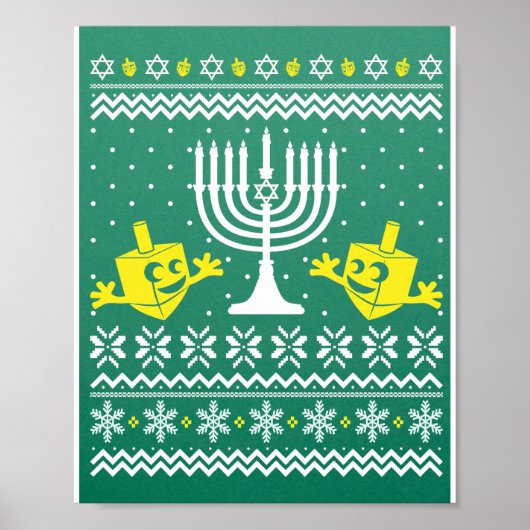 Poster Chandail Hanoukka de Noël moche - Bonne Hanoukka (Devant)
