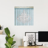 Poster Chandelier Chandelier turquoise Beige Shabby (Bureau à domicile)