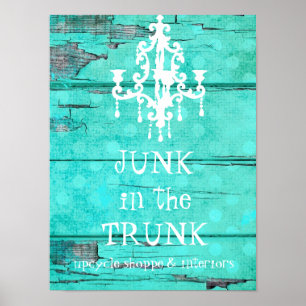 Poster Chandelier en bois Vintage GC Aqua
