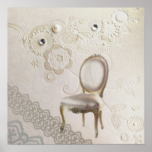 Poster chandelier girly romantique Rococo chaise paris