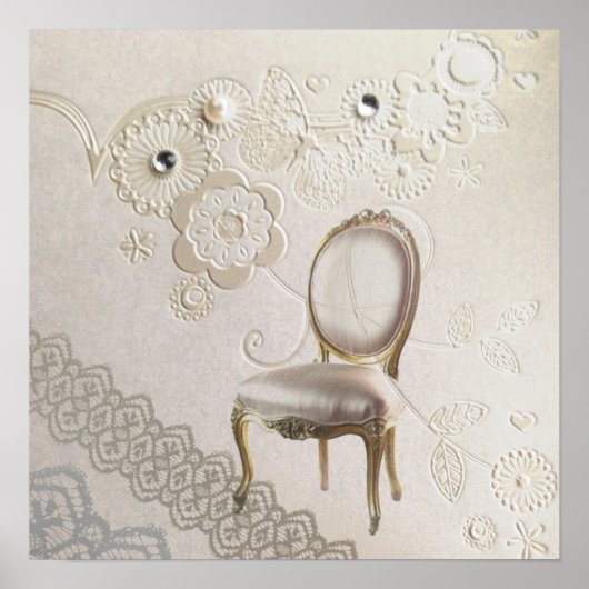 Poster chandelier girly romantique Rococo chaise paris (Devant)
