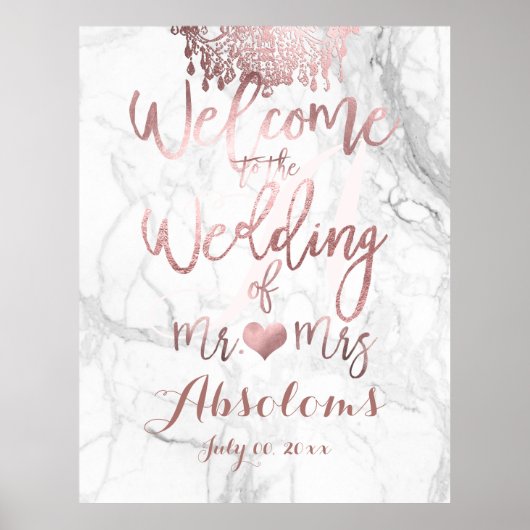 Poster Chandelier/Réception en marbre/or rose PixDezines (Devant)