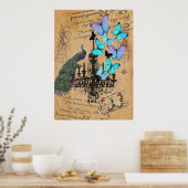 Poster chandler vintpeacock blue butterflfly (Cuisine)