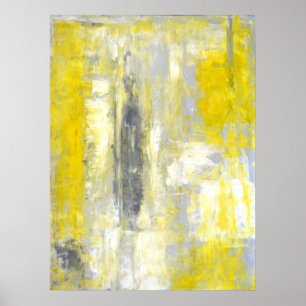 Poster "Changement d'art abstrait gris et jaune d'esprit"