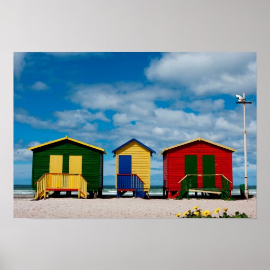 Poster Changement de pièces. Plage de Muizenberg, Le Cap (Devant)