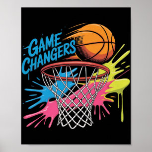 Poster Changeurs de jeu colorés Basketball Tie Tee Couleu