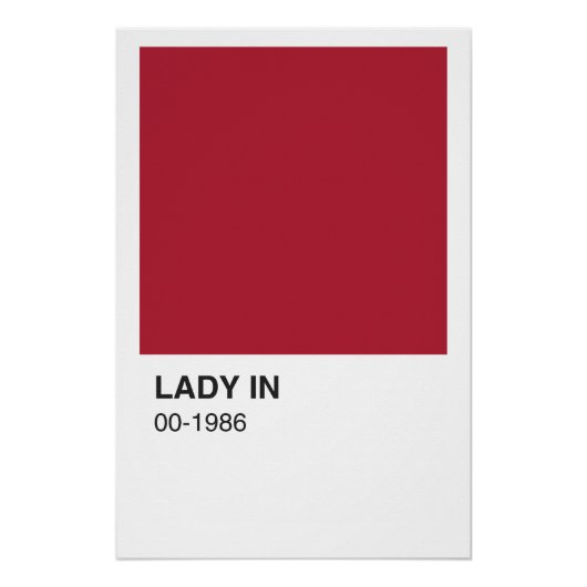Poster Chanson couleur rouge dame - Bordure blanche (Devant)