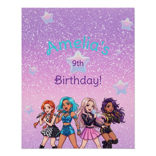 Poster Chanson d'anniversaire K-Pop coréenne (Devant)