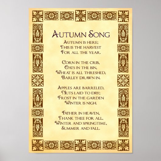 Poster Chanson d'automne Thanksgiving Harvest Poem 10x14  (Devant)