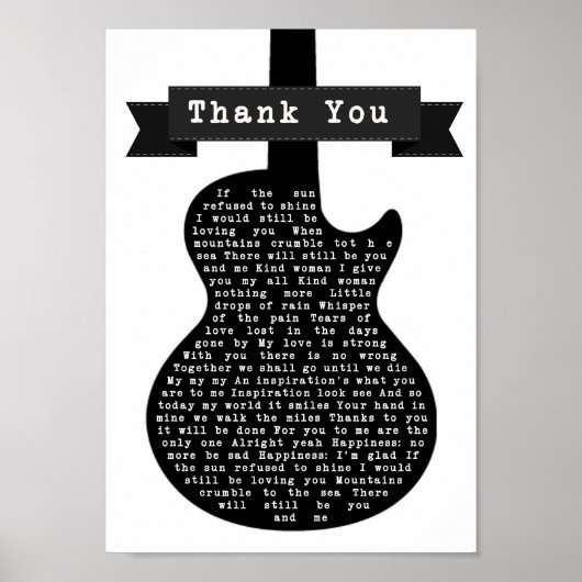 Poster Chanson de guitare en Merci noir et blanc Imprimer (Devant)