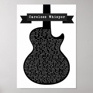 Poster Chanson de guitare noire et blanche sans souci