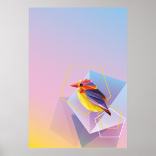 Poster Chanson Lavande En Bleu Oiseau Chanteur