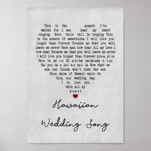 Poster Chanson Mariage hawaïenne Grey Heart Song Lyric Pr