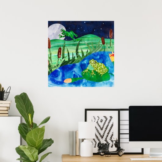 Poster Chansons nocturnes de l'étang de grenouille (Bureau à domicile)