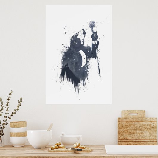 Poster chant de loup (bleu) (Cuisine)