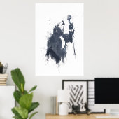 Poster chant de loup (bleu) (Bureau à domicile)