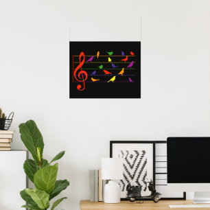 Poster Chant d'oiseau, dessin coloré