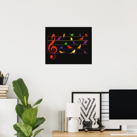 Poster Chant d'oiseau, dessin coloré (Bureau à domicile)
