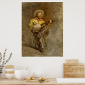 Poster Chanter Espagnol Cowboy à Banjo jouer à la chanson (Cuisine)