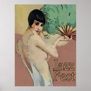 Poster Chanteur du vintage Jazz Fest