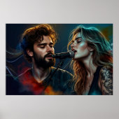 Poster Chanteurs de duo romantique éclairage coloré (Devant)