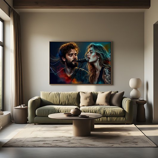 Poster Chanteurs de duo romantique éclairage coloré