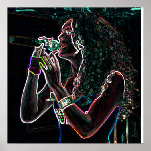 Poster chanteuse microphone musique jolie fille (Devant)