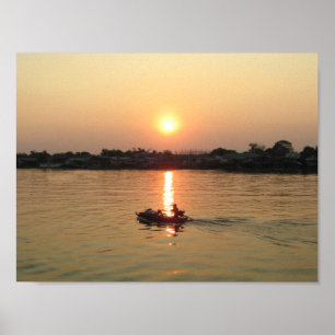 Poster Chao Phraya River Sunset ... Ayutthaya, Thaïlande