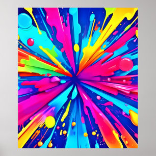 Poster Chaos coloré : Peinture Splatter Art Abstrait