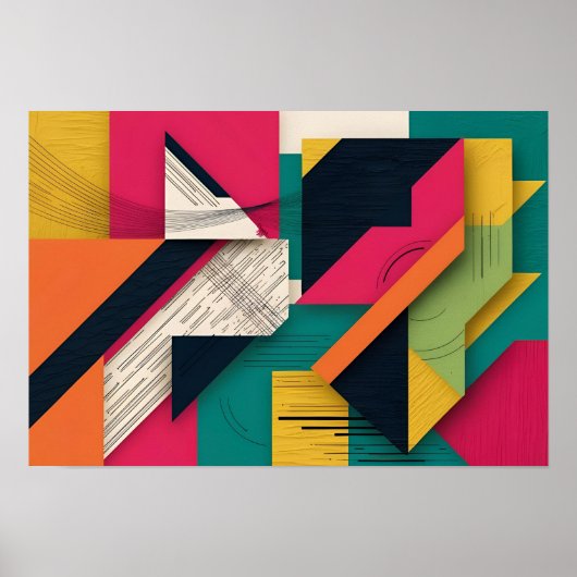 Poster Chaos structuré : Bloc de couleur Abstrait (Devant)