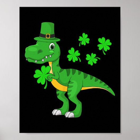 Poster Chapeau de dinosaure de la Saint-Patrick Shamrock  (Devant)