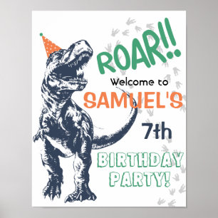 Poster Chapeau de fête de dinosaure T-Rex Panneau de bien