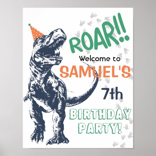 Poster Chapeau de fête de dinosaure T-Rex Panneau de bien (Devant)