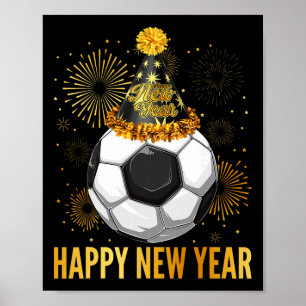 Poster Chapeau de fête de football Nouvel An 2026 Nouvel