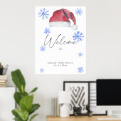 Poster Chapeau de Noël de l'aquarelle santa (Bureau à domicile)