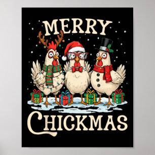 Poster Chapeau de Noël de poulet Santa Merry Chickmas Xma