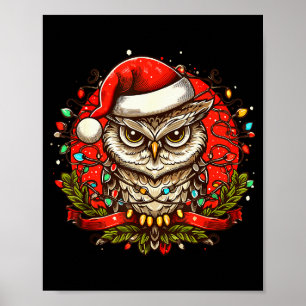Poster Chapeau de Noël de Santa Mpy Hibou Vintage pour ho